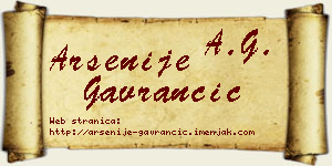 Arsenije Gavrančić vizit kartica